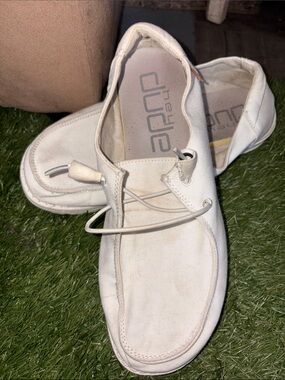 Hey Dude women’s white Canvas Slip-On Boat Shoes